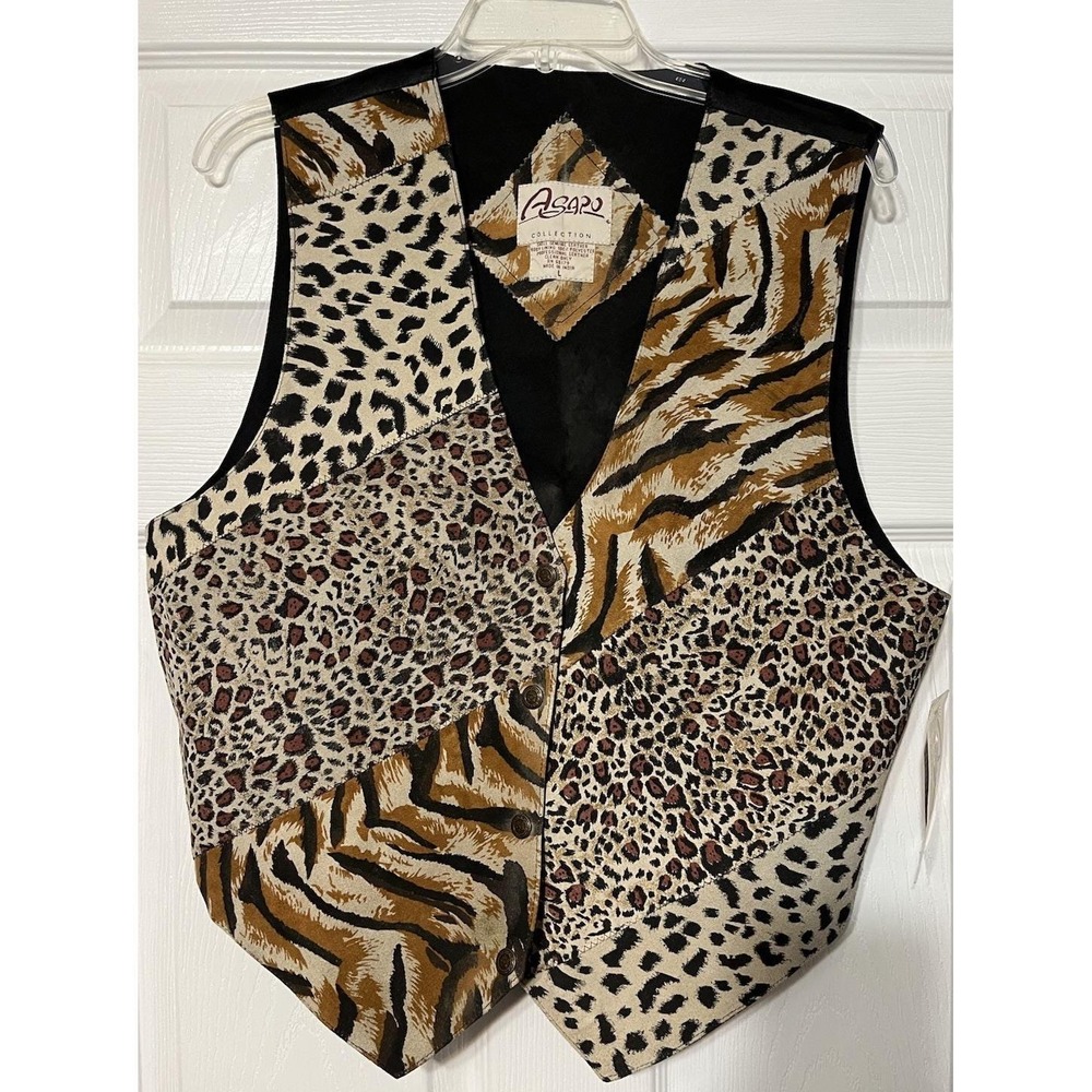 Agapo collection Vintage NWT‎ leather animal print vest size L